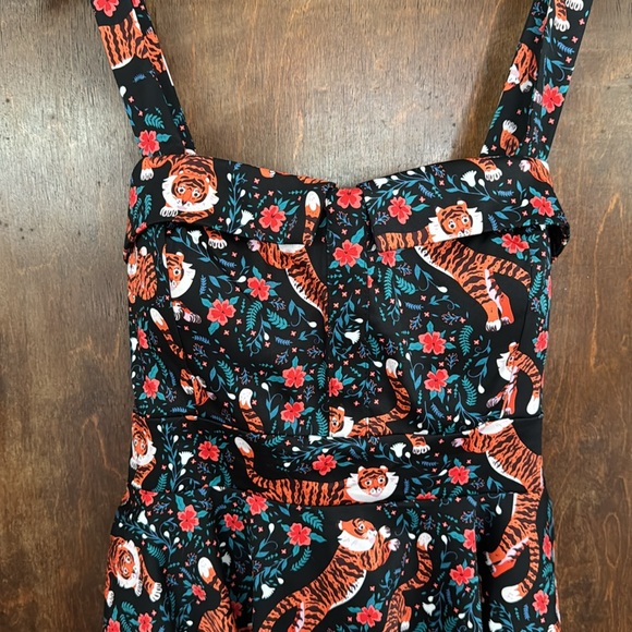 NWT Eva Rose Fit & Flare Fold Over Neck Dress With Pockets Size XL 🐅🌺 - Picture 4 of 7